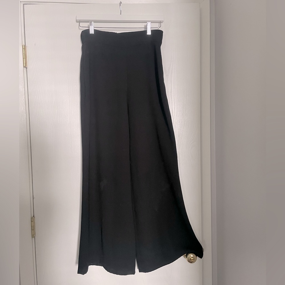 High waisted wide leg black pants